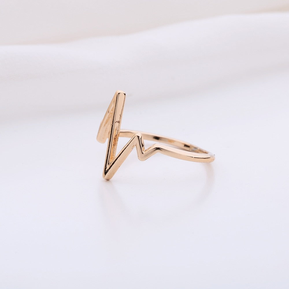 Fashion Jewelry Hot Selling Silver Lifeline Pulse Heartbeat Band Ring For Women Simple Vintage Accessories - Sheseelady