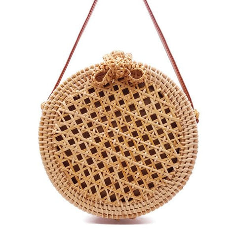 Summer Handmade Round-Shape Straw Crossbody Bags For Women