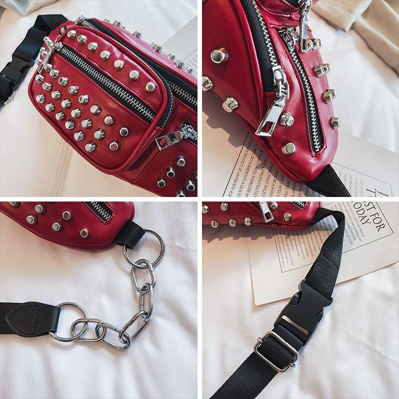 Trendy Rock Punk Style Cool Women's Rivets Waist Packs