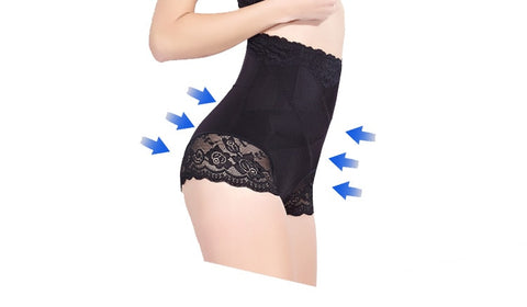 Calças femininas de cintura alta emagrecimento sexy cuecas finas abdômen médio-lombar quadris renda lingerie boxers modeladores de corpo