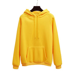 Casual Fleece Hoodies Sweatshirts Long Sleeve Yellow Girl Pullovers Loose Hooded Female Thick For Women