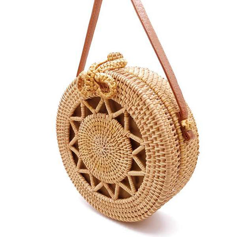 Bolsa de rota de verão de mulheres de bolsas de palha redonda círculo de bolsa de corpo de cruz de praia tecido feito à mão bolsa feminina de Bohemia Bali o preço mais baixo