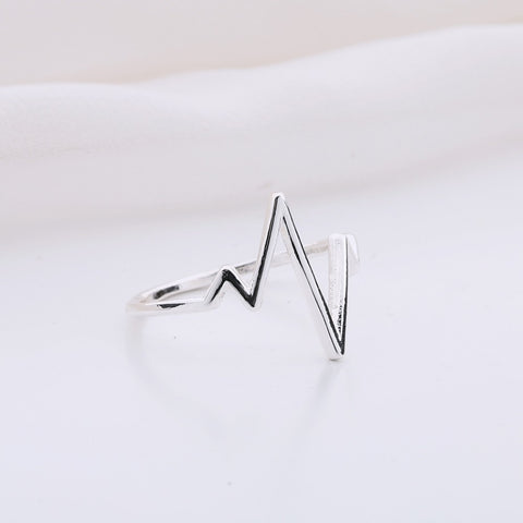 Fashion Jewelry Hot Selling Silver Lifeline Pulse Heartbeat Band Ring For Women Simple Vintage Accessories - Sheseelady