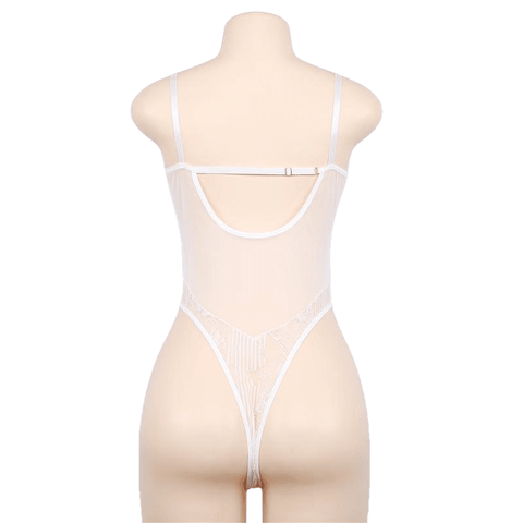 Black Bow Lace Bodysuit Women Backless Transparent Sexy Body Jumpsuit Rompers Catsuit Bodysuits Slim Overalls - Sheseelady