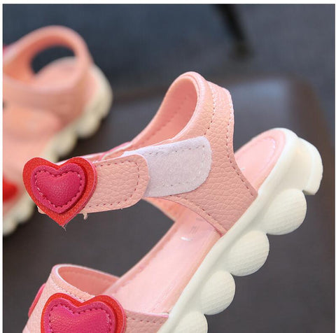 Summer Lovely Flower Shape Sole PU Princess Sandals For Girls