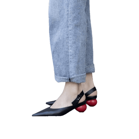 Nouveau pointu Toe Slingback Chaussures femmes véritable cuir en cuir chaussures à talons hauts femme pompes strange heel chaussures féminines