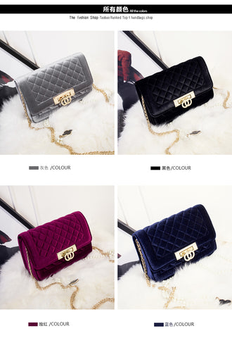 Stylish Luxury Ladies' Zipper Velvet Clutch Bag For Soiree