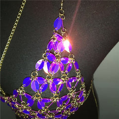 Crystal Rhinestones Flowers Pattern Body Chain - Sheseelady