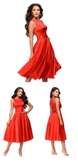 Elegant Style Knee-Length Fashion Sleeveless A-Line With Belt Party Short Dress For Women