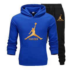 New Tracksuit Men Sportswear Set Fleece Hoodie Suit Jordan Letter Print Hombre Spring Autumn Winter Hoodie+Pants Set