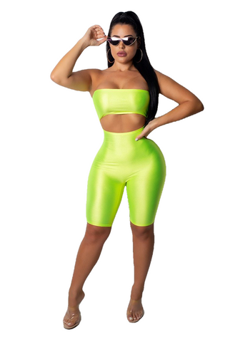 Sexy Rompers Womens Jumpsuit Neon Pink Party Club Strapless Cutout Bodycon Bandage Jumpcostumes Shorts Playsuit