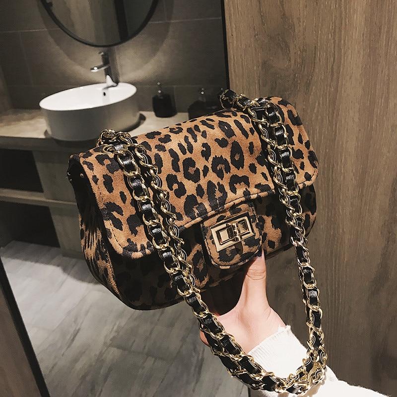 Luxury Elegant Women's Mini Square Leather Shoulder Bags With Leopard Print