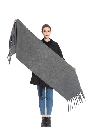 Chic Autumn/Winter Women's Tassel Shawl With Solid/Plaid Print