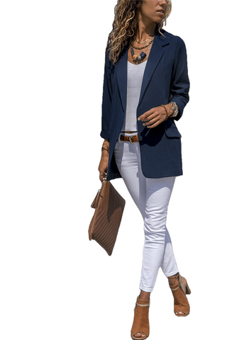 Autumn Trendy Women's None Button Slim Notched Blazers For Office