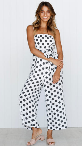 Elegant Stylish Ladies' Polka Dot Print Lace-up Jumpsuits