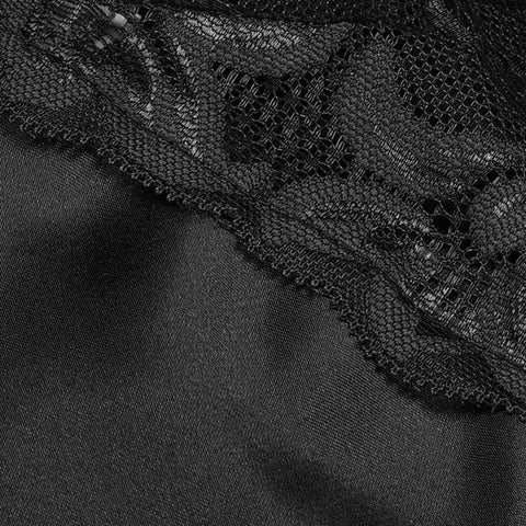 Sexy Nightgown Lingerie Fashion Patchwork Nightdress Mulheres Sheer Scalloped Satin Nightwear Silk Slip Sleepwear Chemises