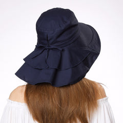 Casual Women's Foldable Cotton Sun Hats With String For Beach Travel