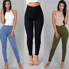 Candy Color Skinny Jeans Woman White Black High Waist Render Jeans Vintage Sexy Long Pants Femme Casual Pencil Pants Denim Jeans