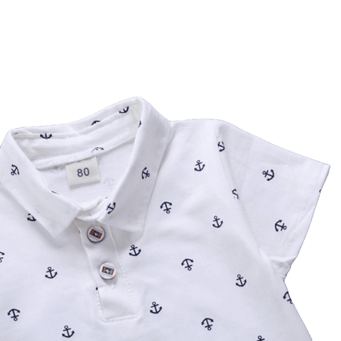 Anchor Print Navy Blue White T Shirts And Clothes Sets For Boys - Sheseelady