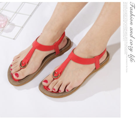 נשים חדשות סנדל עקב שטוח Sandalias Femininas קיץ נעליים יחידה מזדמנים קיץ סנדלי נעלי בית תחתונות רכות
