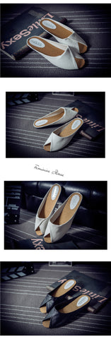 Fashionable Casual Women's Summer Peep-Toe Flat Leather Slippers