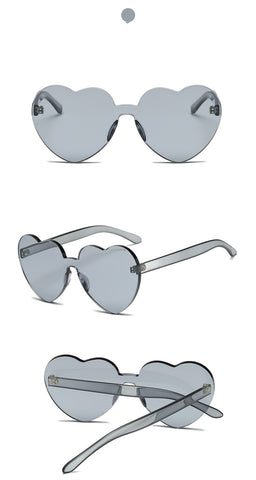 New Fashion Cute Sexy Retro Love Heart Rimless Sunglasses Uv400