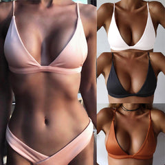 Nouveau Sexy Bikinis femmes maillot de bain taille haute maillots de bain nager licou Push Up Bikini ensemble rembourré soutien-gorge Bralette maillots de bain