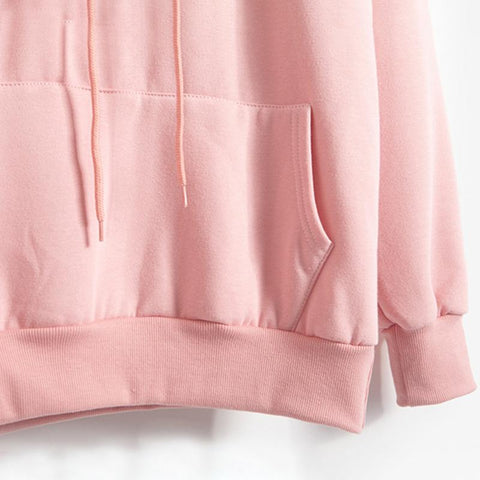 Casual Long Sleeve Pullover Clothes Sweatshirt Fleece Sweatshirts Pink Women's Gown With A Hood Hoodies Ladies