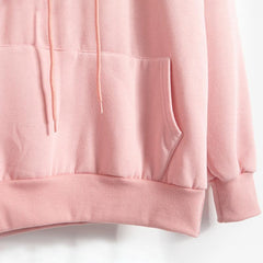 Casual Long Sleeve Pullover Clothes Sweatshirt Fleece Sweatshirts Pink Women's Gown With A Hood Hoodies Ladies