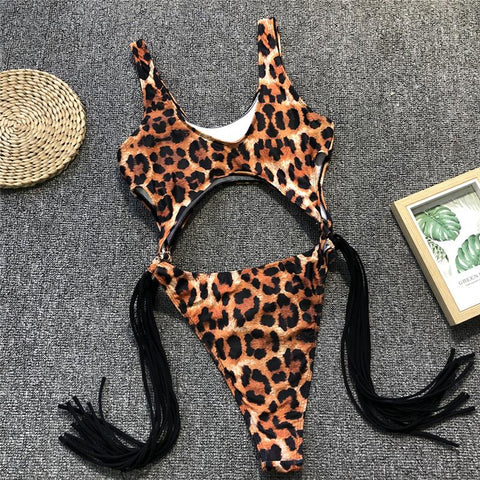 Léopard sexy haut maillot de bain de réduction un bikini d'épaule