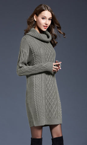 冬のセーター女性は新しい固体タートルネックセーター暖かいオーバーサイズロングスリーブセータードレスカジュアルニットセーター