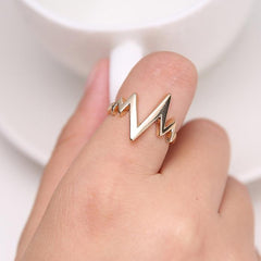 Anneau Hommes Femmes Black Alloy Fashion Popular Ecg Wave Ring Femme Homme Couples Rings Bijouterie