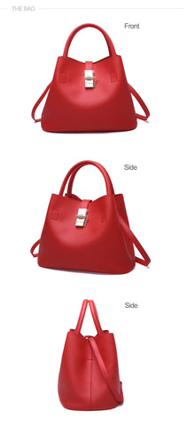 Vintage Trendy Ladies' Zippered Soft Leather Trapeze Handbags