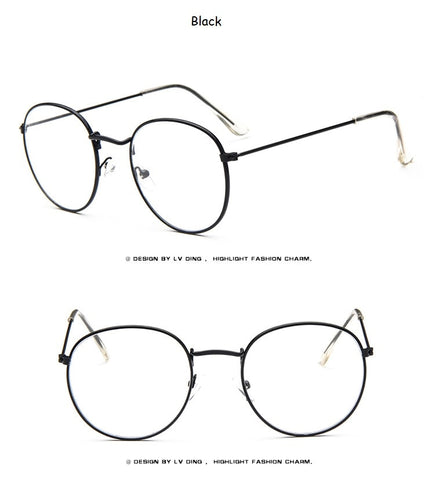 Nouvelles lunettes de femme designer optique cadres en métal lunettes rondes cadre clair lentille eyeware noir argent or yeux verre