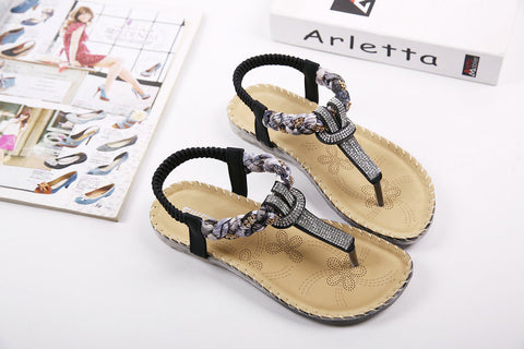 Gladiator Style Women's Summer T-Strap Sandals With Elastic Band