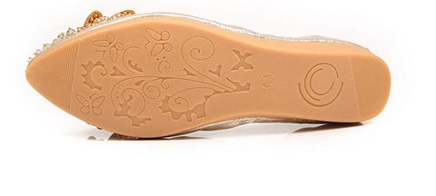 בתוספת גודל מעצבים גביש אישה נעליים שטוחות אלגנטיות ליידי נוחות אופנה ריינסטון נעלי דבורים רכות