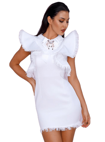 שמלת המסיבה הסקסית הלבנה של טאסל (יהלום מים) עבור Females
