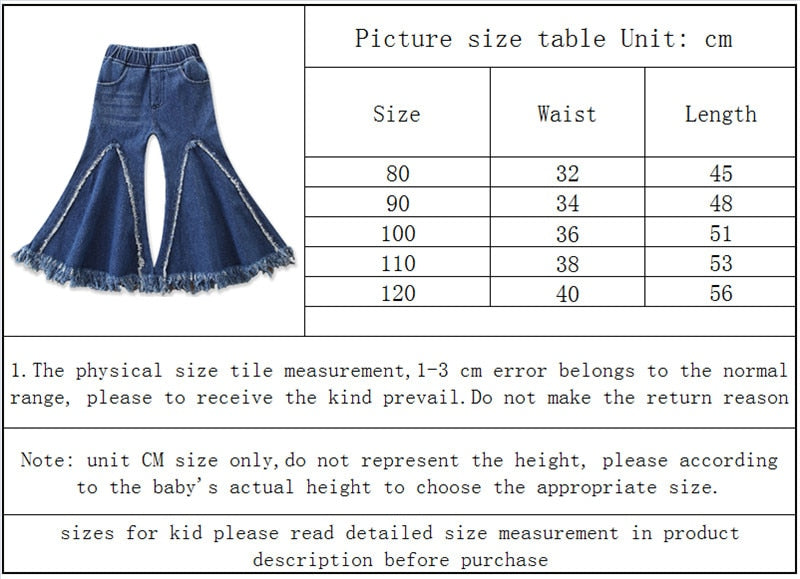 Toddler Girls Flared Trousers And Elastic Waist Denim Pants