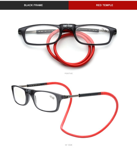 アップグレードされた磁石老眼鏡ユニセックス調節可能なハンギングネック磁気フロントプレスビオピック眼鏡 +1.00 +1.50 +2.00 +3.00
