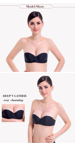 Comfortable Breathable Women's Strapless 1/2 Cup Magic Push Up Bra