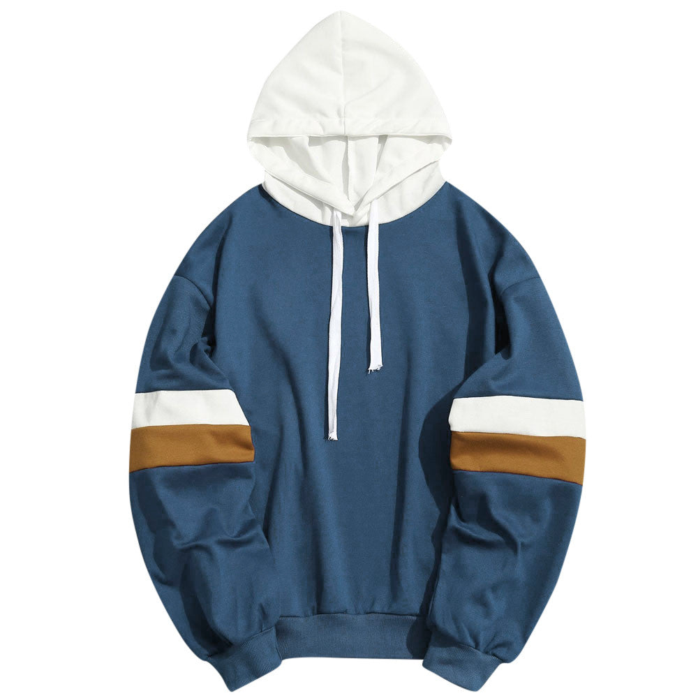 Hooded Shirt Sweatshirt Brand Men'S Casual Patchwork Stitching Parallel Bars Slim Hoodie Jacket Hip Hop Headscarf