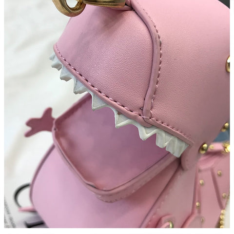 リベットパーソナリティ恐竜デザインファッションレザークロスボディミニメッセンジャーバッグ女性チェーン財布女性ショルダーバッグギフト