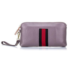 Fashionable Casual Women's Zippered Genuine Leather Clutches