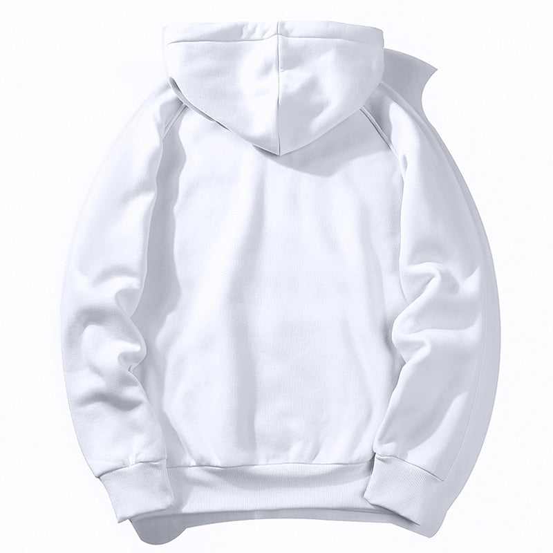Warm Fleece Hoodies Men Sweatshirts Spring Autumn Solid White Color Hip Hop Streetwear Hoody Man's Clothing