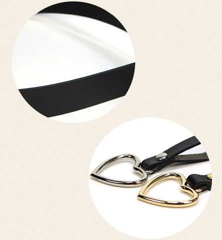 Fashionable Women's Leather Belt With Metal Heart Buckle For Dresses Pants