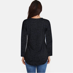 Cotton Long Sleeve V-neck Tassel Zipper T-Shirt Plus Size For Women - Sheseelady