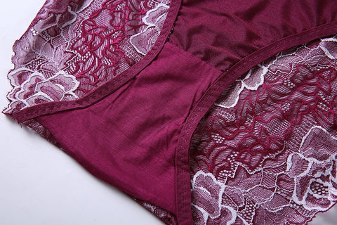 Mulheres mais tamanho 6Xl calcinhas vêem através de laço de mulheres de alta ascensão floral Briefs de lingerie alta qualidade