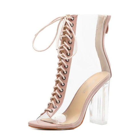 Fashionable Sexy Ladies' Peep Toe Strappy Transparent PVC High Heels