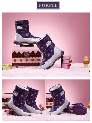Fashionable Water-proof Girls' Square Toe Snow Boots