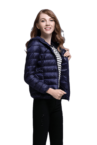 Winter Trendy Pure Color Lightweight Slim Fit Down Jacket For Ladies